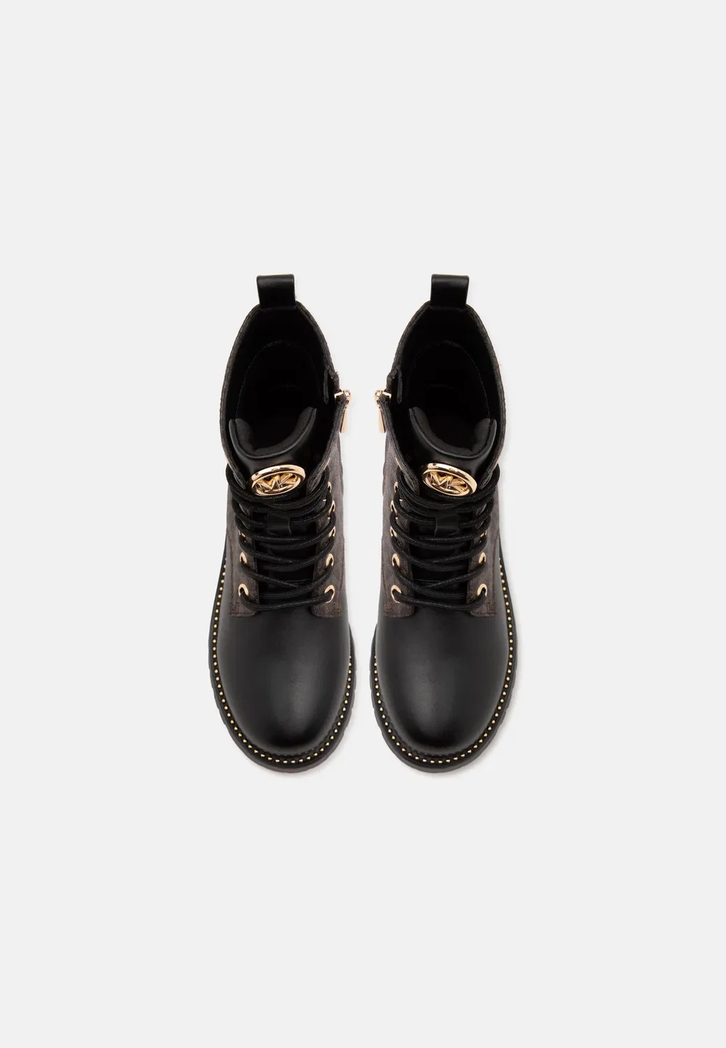 Детские и подростковые ботильоны Kalina на шнуровке Michael Kors Kids, Black/Brown/Butternut Sig — фото 4