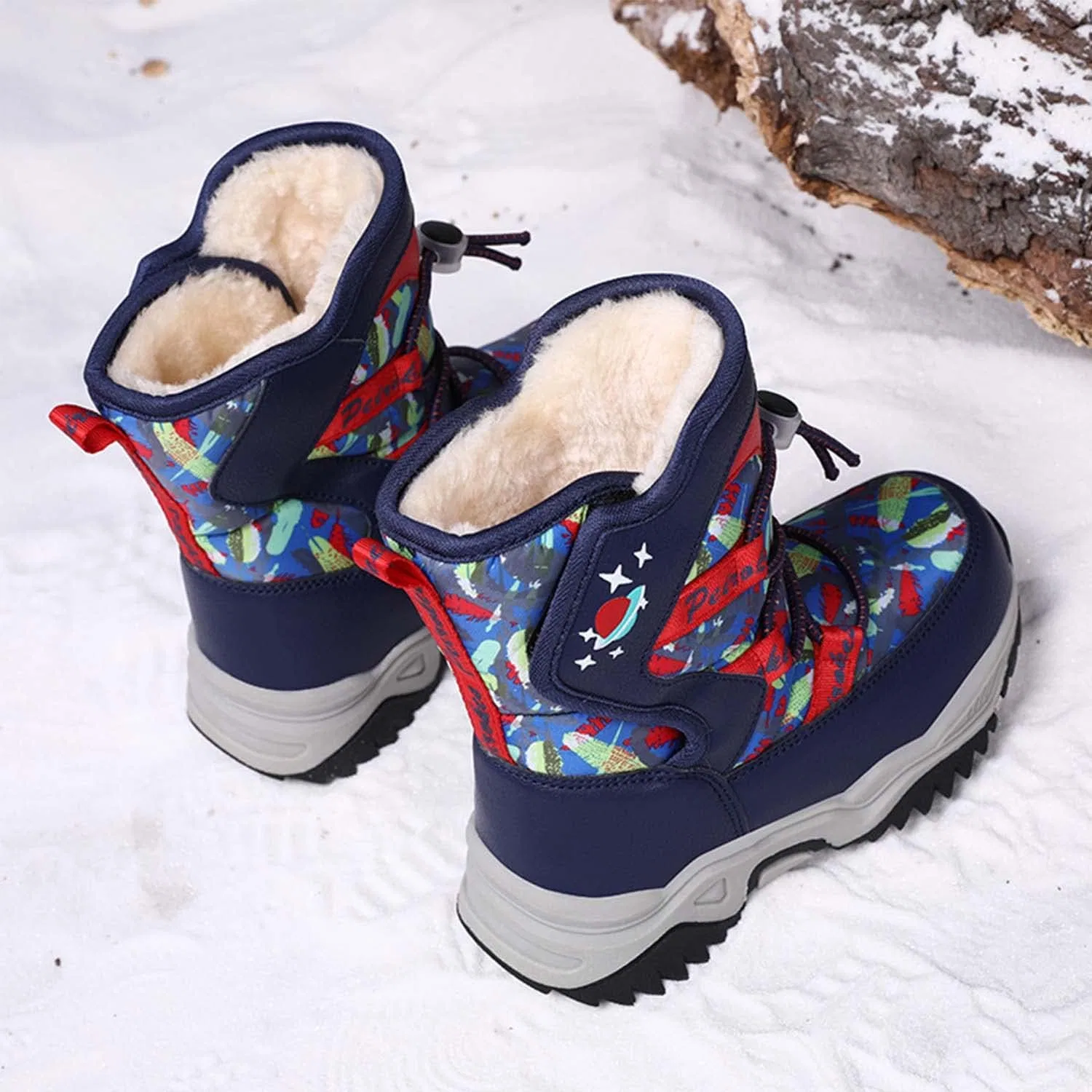 Детские зимние ботинки с меховой подкладкой Snow Boots Eliogn, Navy Red — фото 3