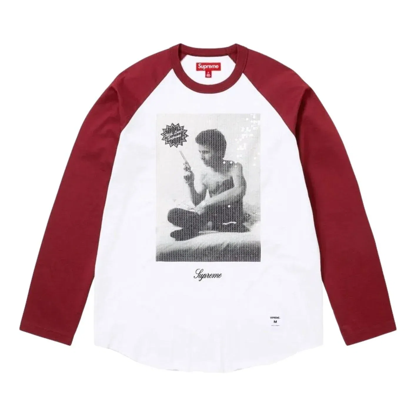Мужская футболка Larry Clark FW26 Sequin Raglan L/S T-Shirt 'Burgundy' Supreme, бордовый