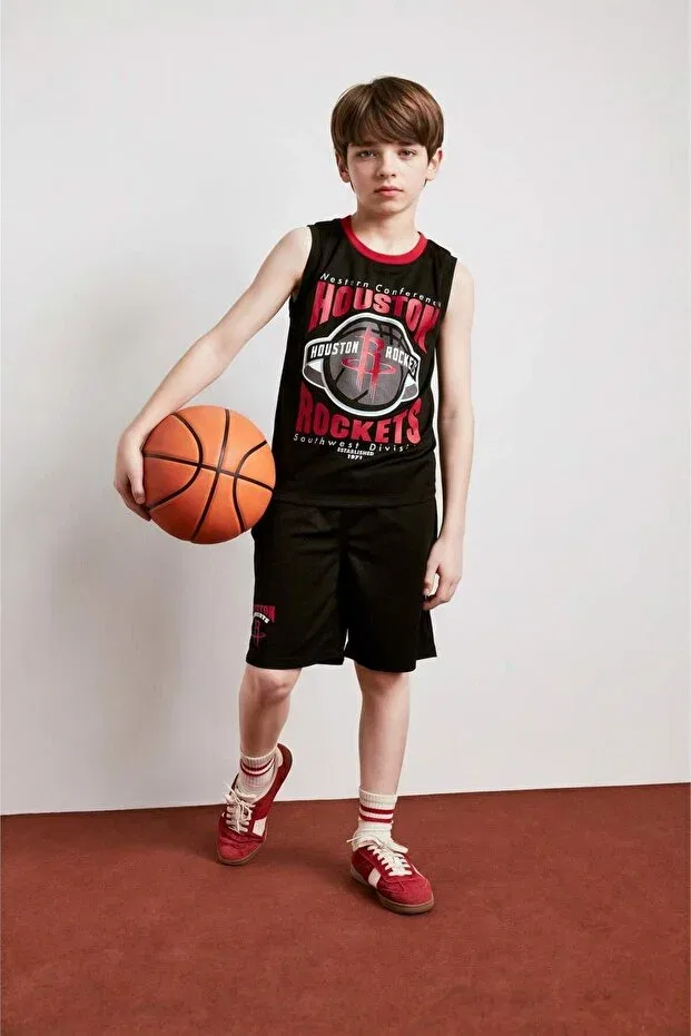 Детское для мальчиков майка с принтом NBA Houston Rockets Crew Neck Singlet Defacto, Black-Bk81 — фото 2