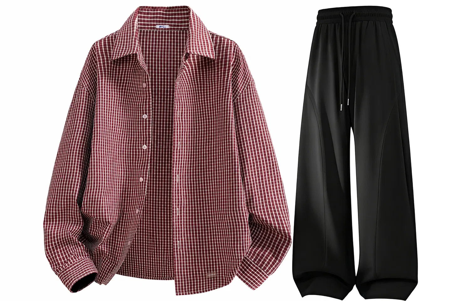 Детский комплект из рубашки и брюк в клетку Blue Black Plaid Pattern, Shirt Matching Sets, WARRIOR — фото 4