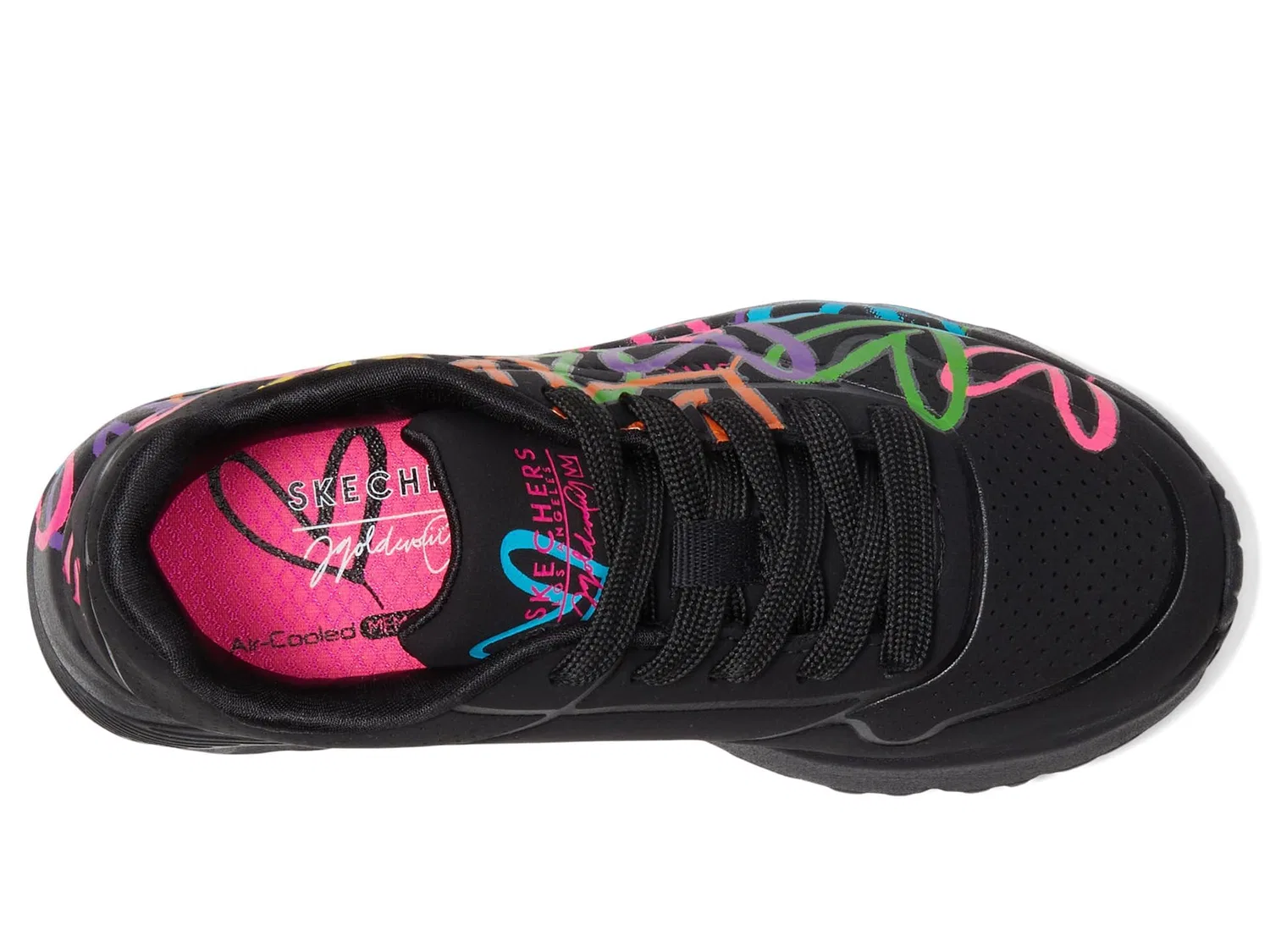 Детские кроссовки для девочек с принтом Uno Lite-Spreading Love Skechers, Black Multicolor — фото 2