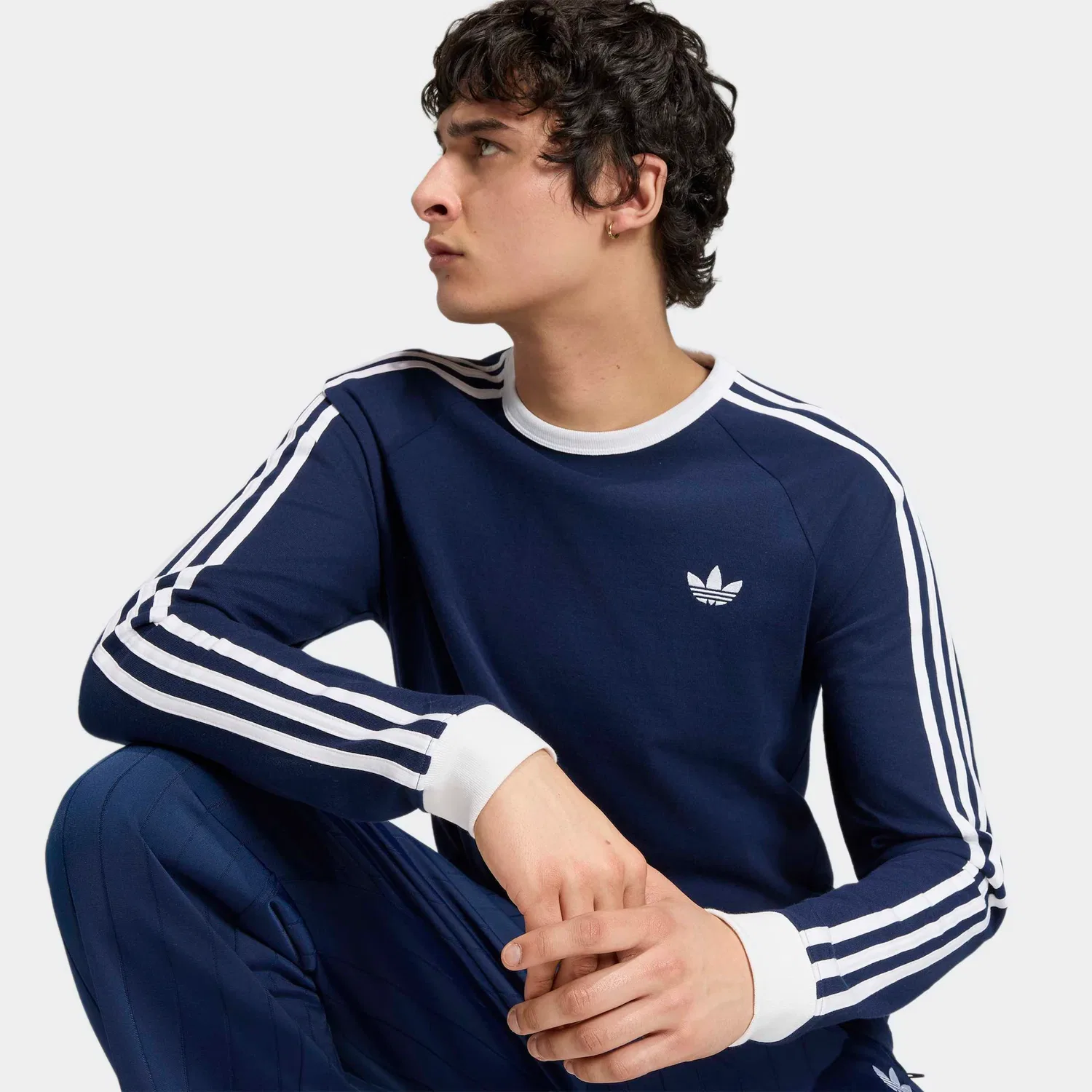 Мужской лонгслив с тремя полосками Adidas Originals, Night Indigo — фото 4