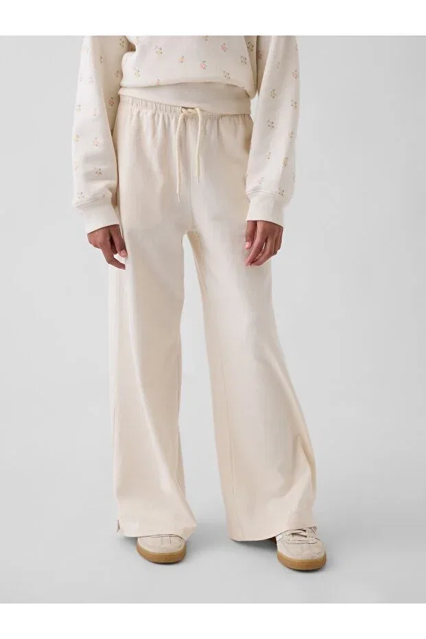 Детские широкие спортивные штаны для девочек Relaxed Fit Gap, Off White-000 — фото 4