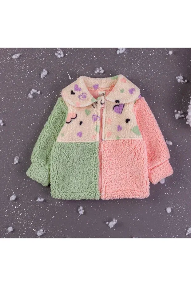 Детский кардиган для девочек с принтом Baby z double color heart patterned Didustore, Pink