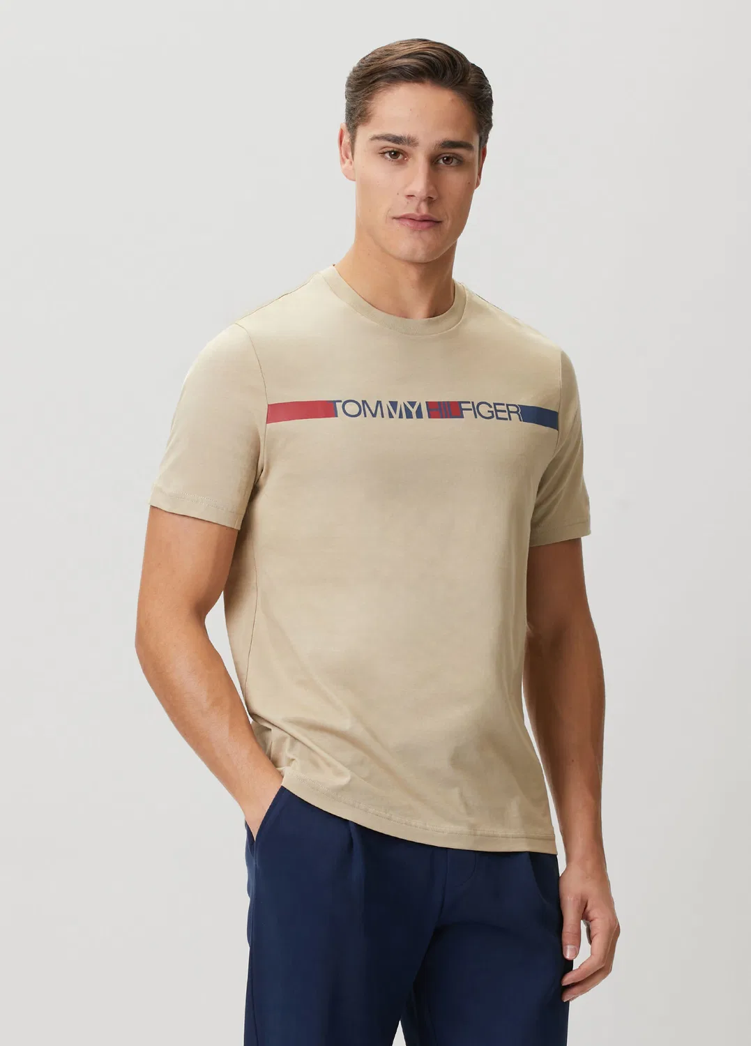 Футболка Tommy Hilfiger Brand Love Stripe Haki, khaki