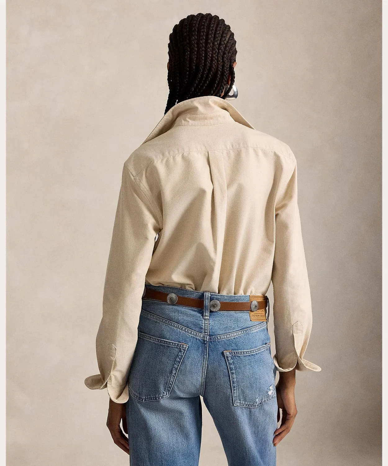 Женская классическая рубашка из хлопка с длинным рукавомPolo Ralph Lauren, Brown — фото 4
