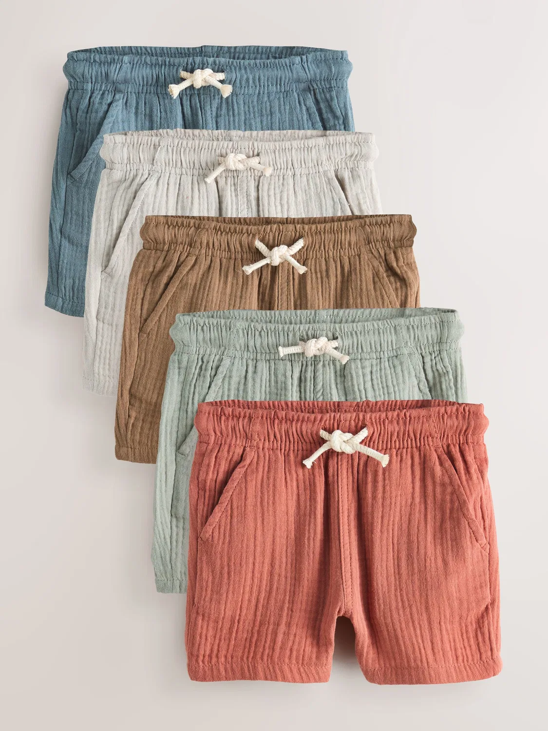 Шорты Soft Textured Pull On 5 Pack Next, нейтральный/коричневый/красный/синий/шалфейно-зеленый