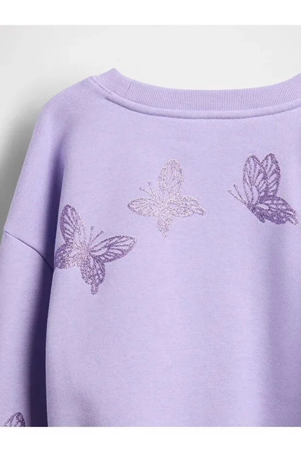 Детские свитшот для девочек с принтом Lilac Vintage Soft Dolman Gap, Lila-004 — фото 2
