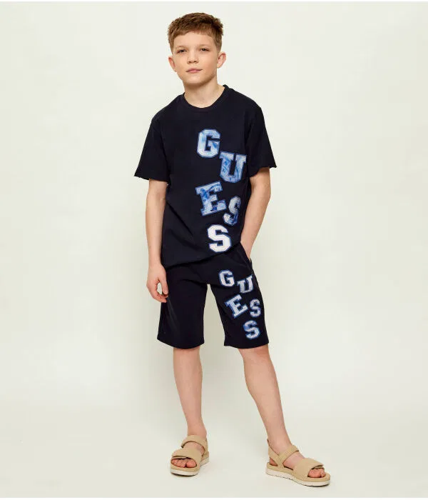 Детские шорты для мальчиков хлопковые Regular Fit Guess, Blu Marino — фото 2