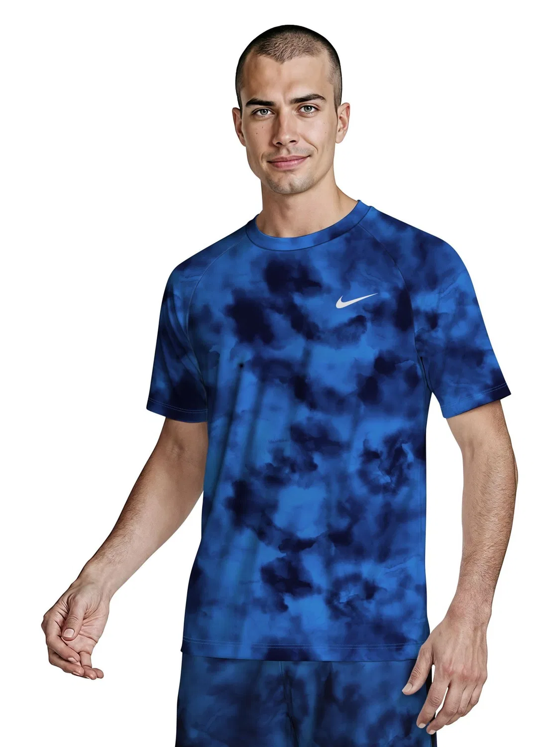 Рашгард с коротким рукавом Nike Tie Dye, синий — фото 2