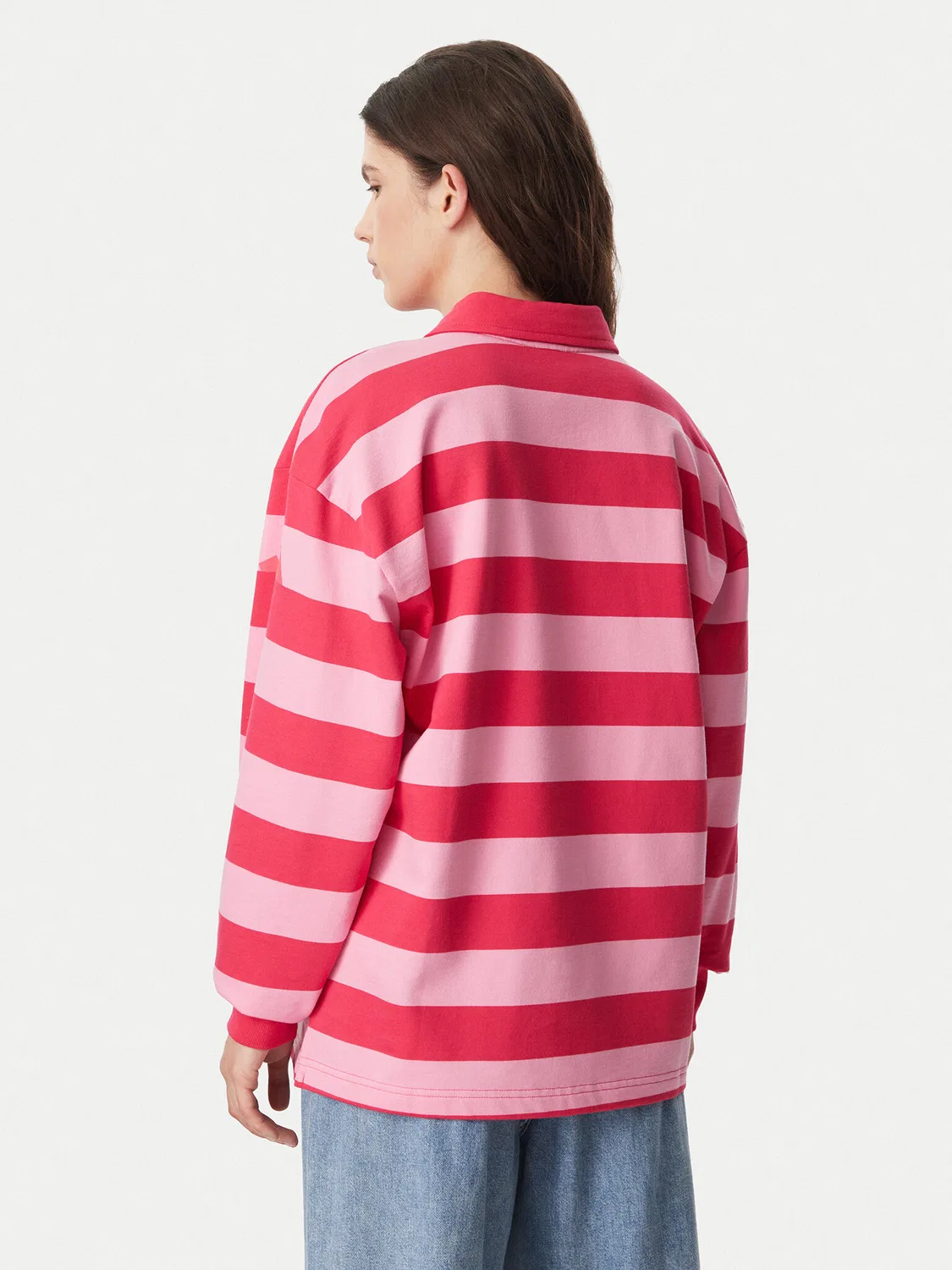 Женская толстовка стандартного кроя Essentials Contemporary French Terry Longsleeve Polo Adidas, розовый — фото 3