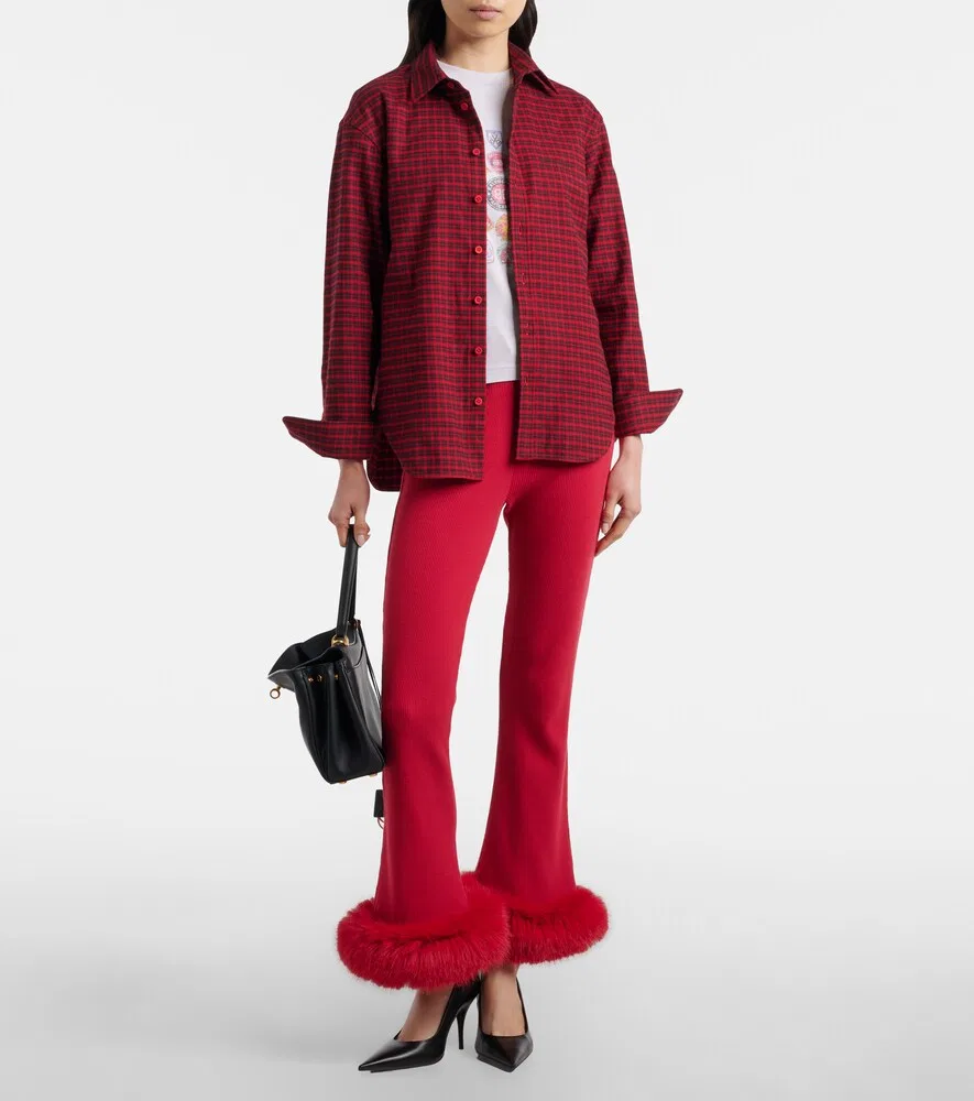 Клетчатая хлопковая рубашка Balenciaga, красный — фото 2