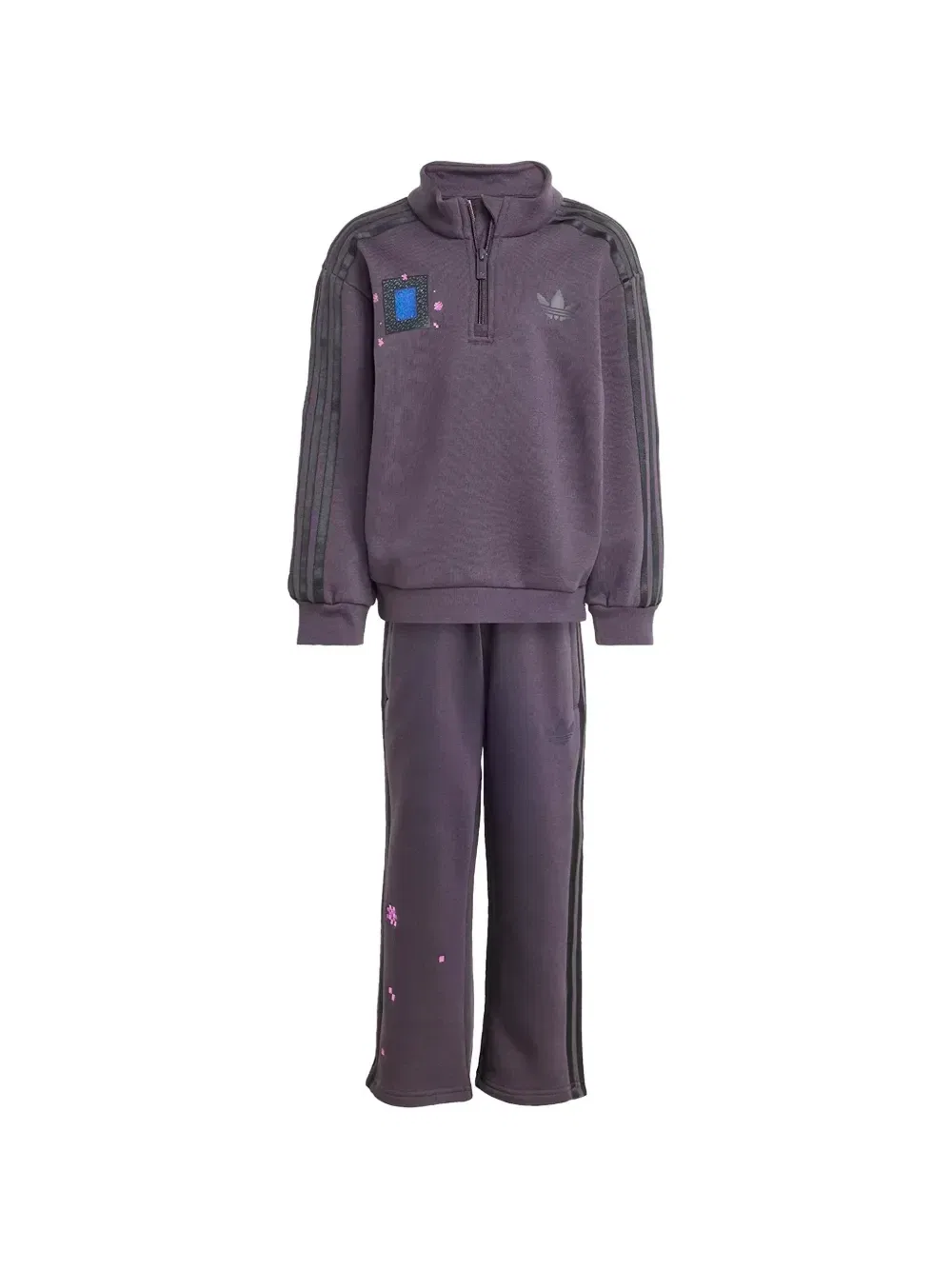 Спортивный костюм с логотипом и боковыми полосками Adidas Kids, фиолетовый — фото 2