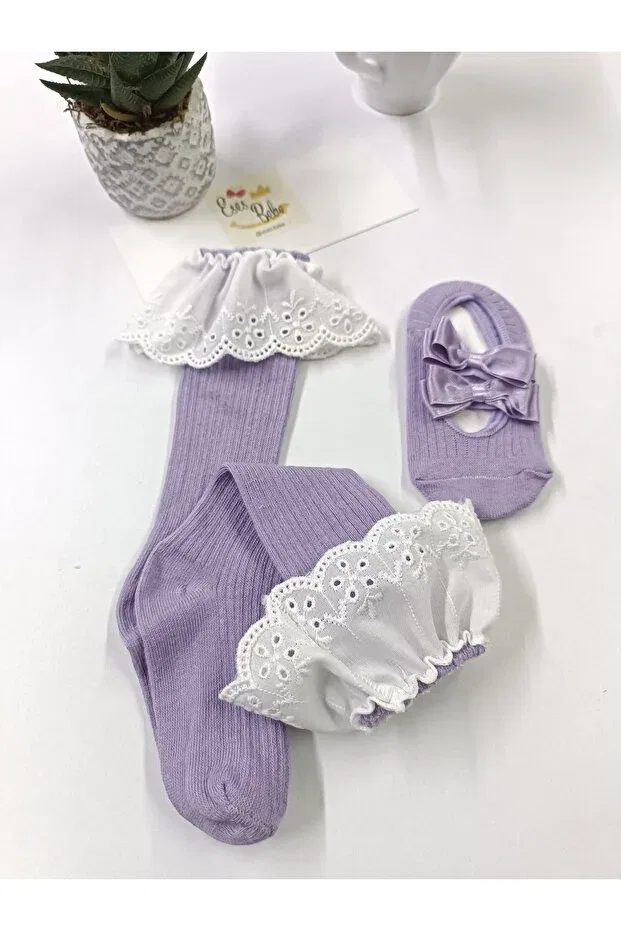 Детские носки для девочек с кружевом Lilac Lace Ballerina Baby Child Socks Eses Bebe, Lila