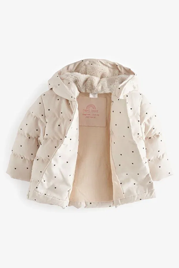 Детское пальто с капюшоном флисовое непромокаемое Next Baby, Nude Color — фото 3