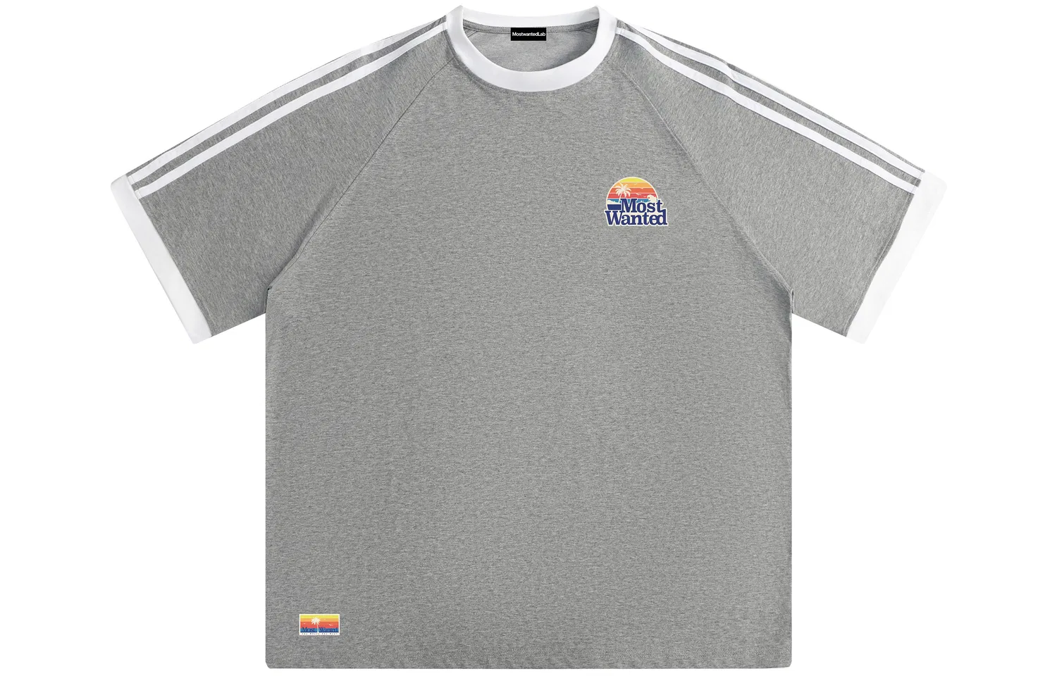 Детская футболка с круглым вырезом из плотного хлопка Heather Gray & White Stripes MostwantedLab, Heather Gray & White Stripes