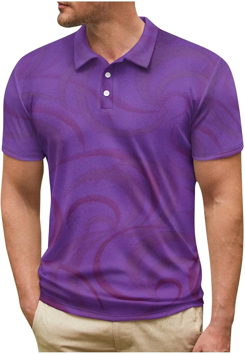 Мужское поло для гольфа с коротким рукавом, Purple