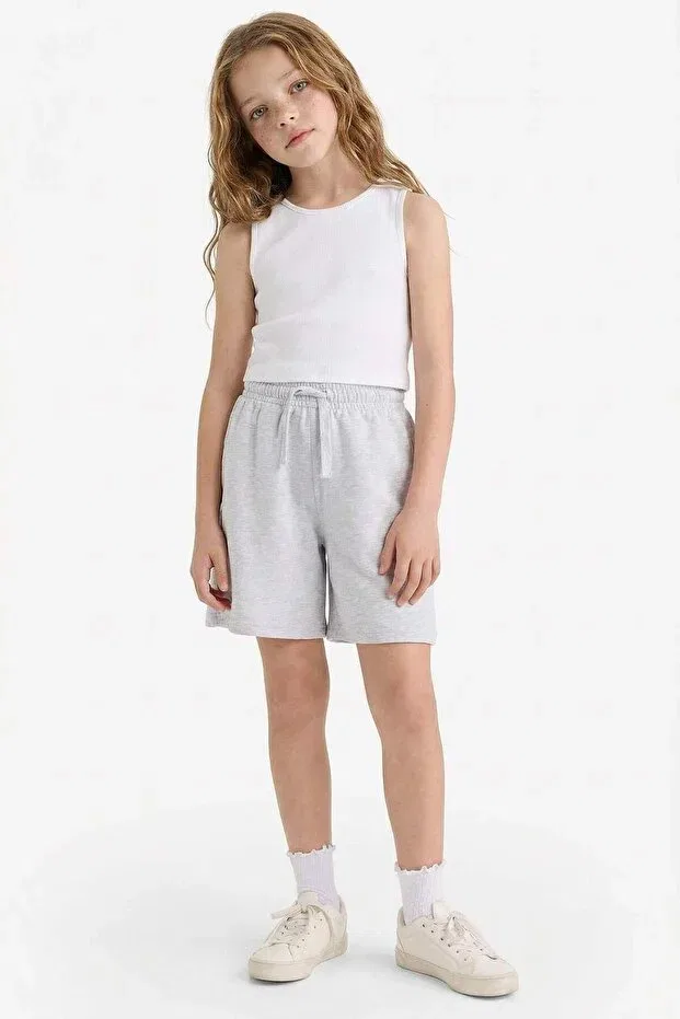 Детские шорты для девочек с эластичным поясом Relax fit elastic waist basic plain shorts d9058a825hs Defacto, Gray-Gr421 — фото 2