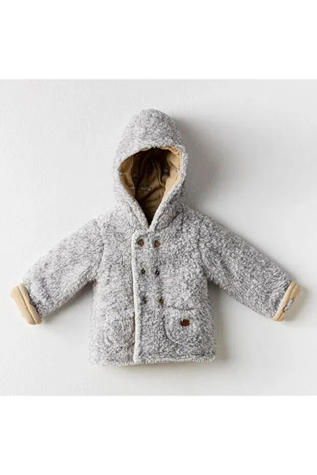 Детское пальто для девочек с капюшоном Little Zebra Welsoft Baby Coat Andywawa, Gray