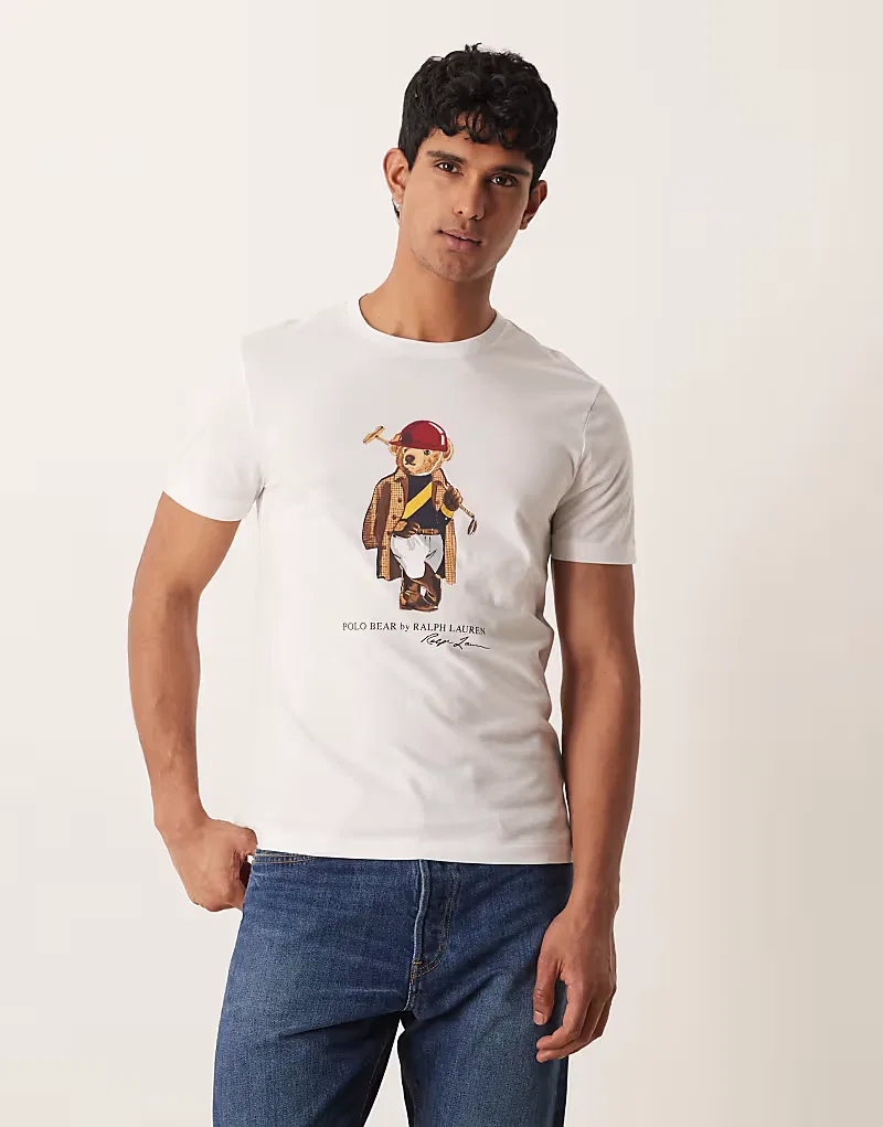 Футболка с принтом на груди society polo bear Polo Ralph Lauren, белый