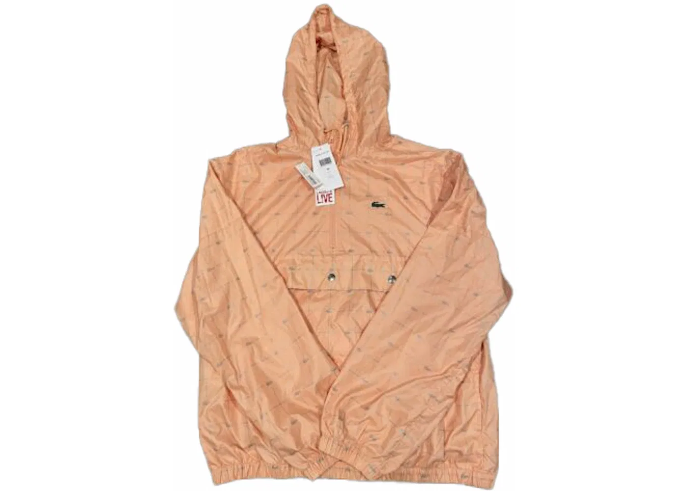 Мужская куртка-анорак с принтом Supreme LACOSTE Reflective Grid Nylon Anorak, Peach