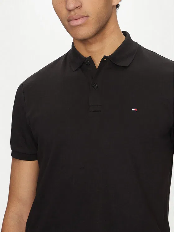 Поло regular fit Essential Tommy Hilfiger, черный — фото 4