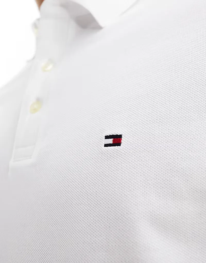 Поло Tommy Hilfiger 1985 с длинными рукавами, приталенного кроя, белый — фото 3