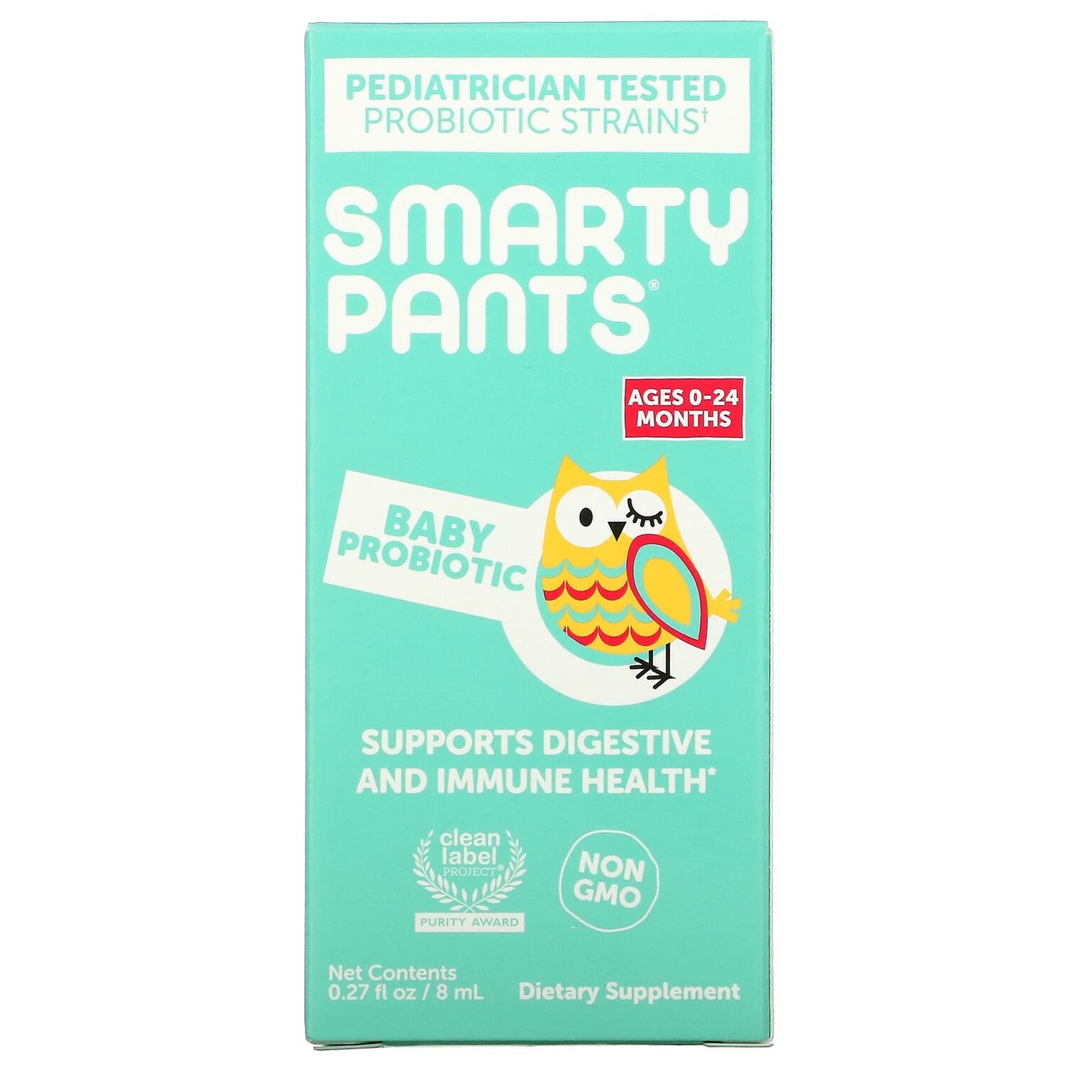 

Детский пробиотик, 0–24 месяца, без добавок, 8 мл (0,27 жидк. Унции) SmartyPants