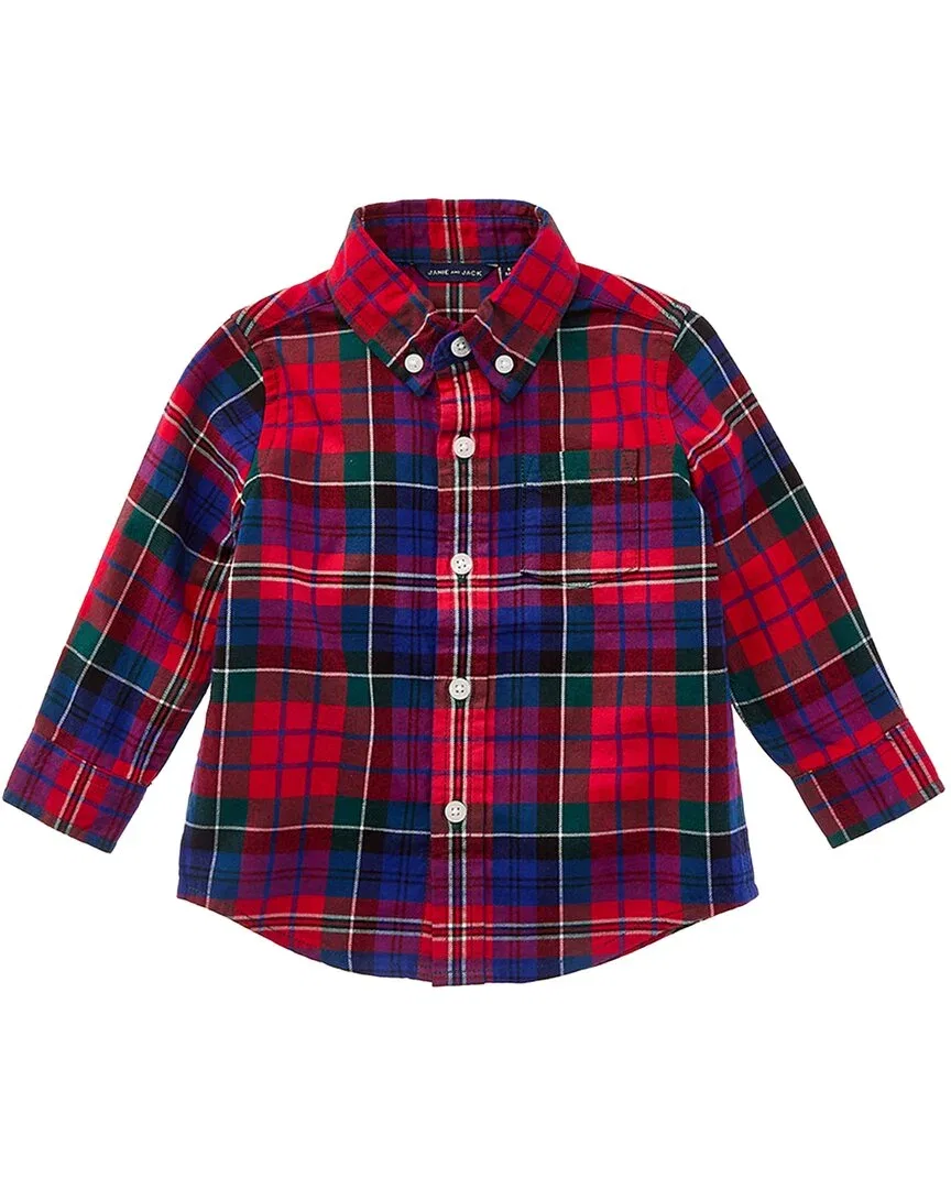 Детская рубашка с принтом Tartan Flannel Janie and Jack, мультиколор