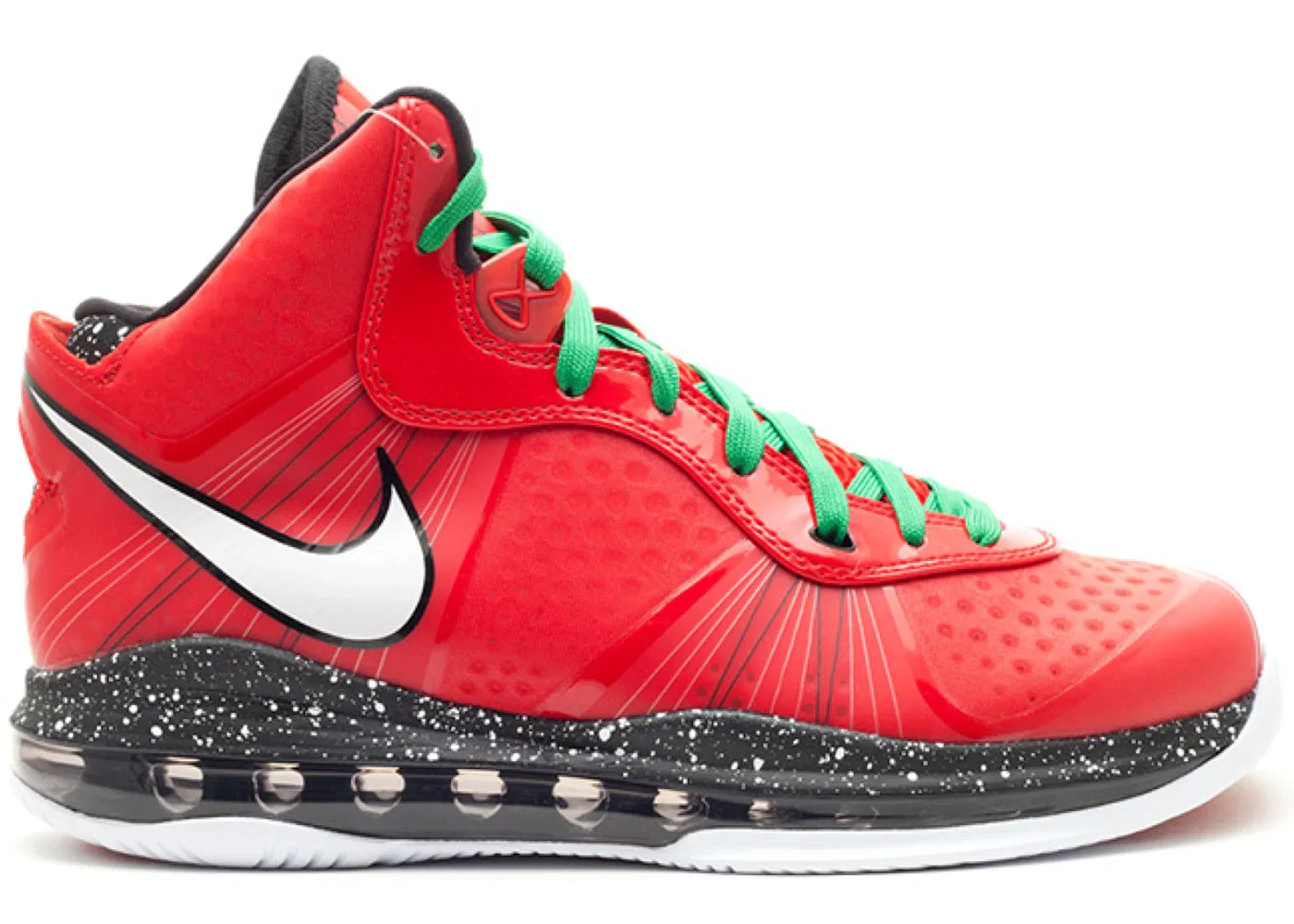 Детские кроссовки с высокой посадкой LeBron 8 V/2 Nike, Sport Red/White-Black-Victory Green