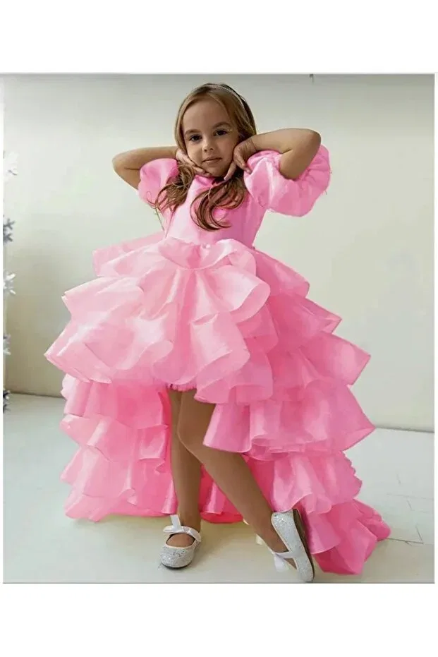 Детское вечернее платье для девочек с коротким рукавом-фонарик Mirace Styl, Pink