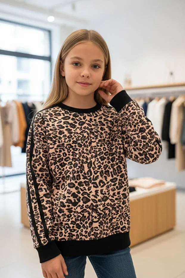 Детские свитшот для девочек с принтом Minimoda Kids, Brown