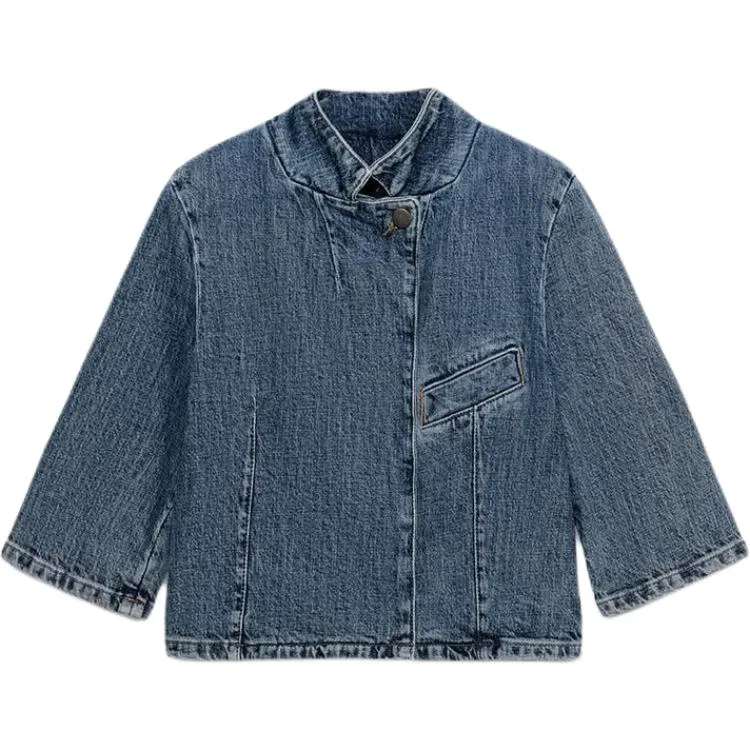 Женская джинсовая куртка со стойкой ZW Denim Jackets ZARA, Blue