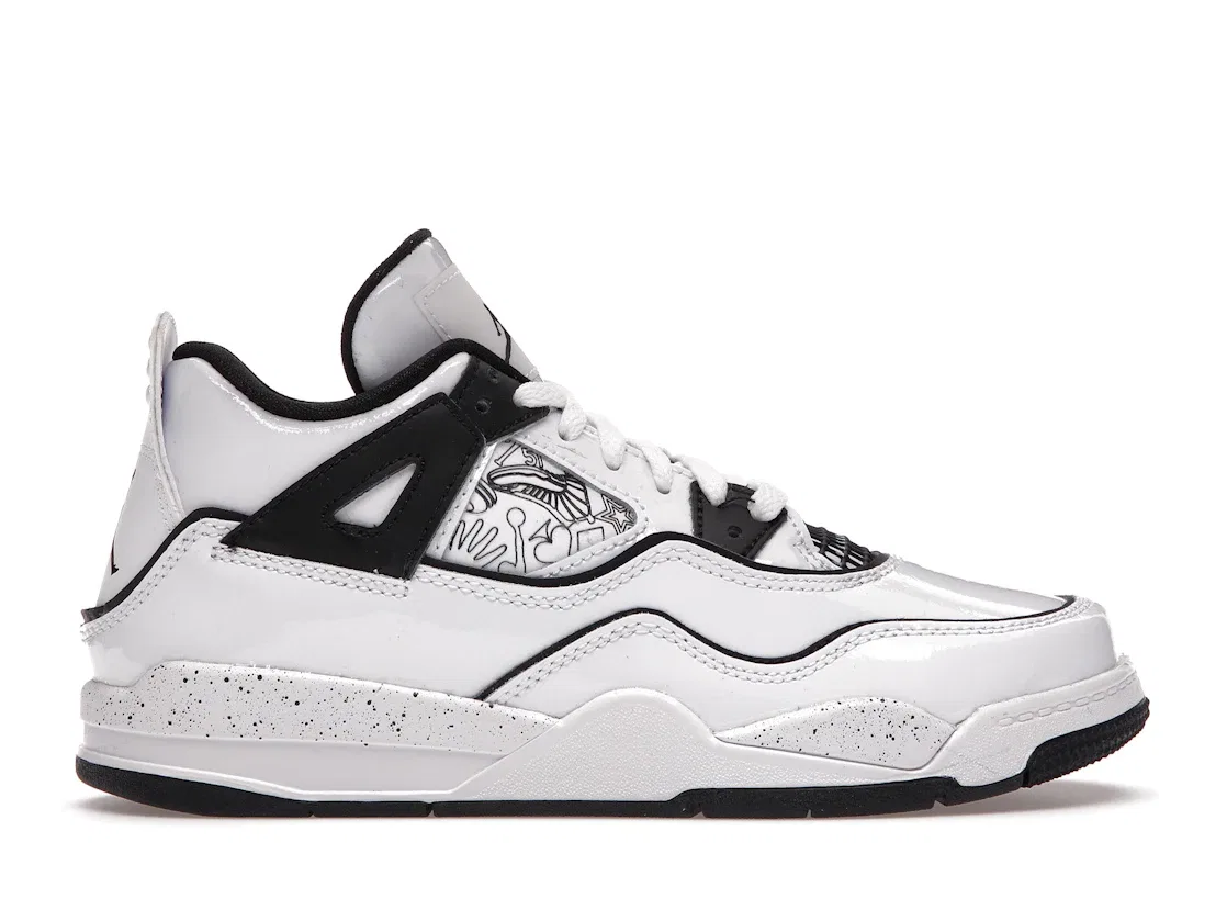 Детские кроссовки Lifestyle Jordan 4 Retro Jordan, White/Black-Volt