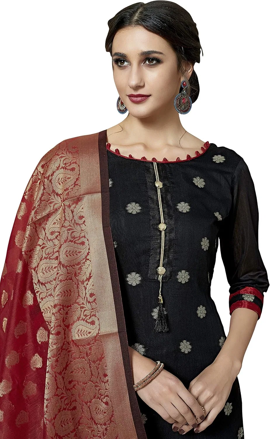 Женский салвар-костюм с жаккардовым узором GJ Fashion, Black — фото 3