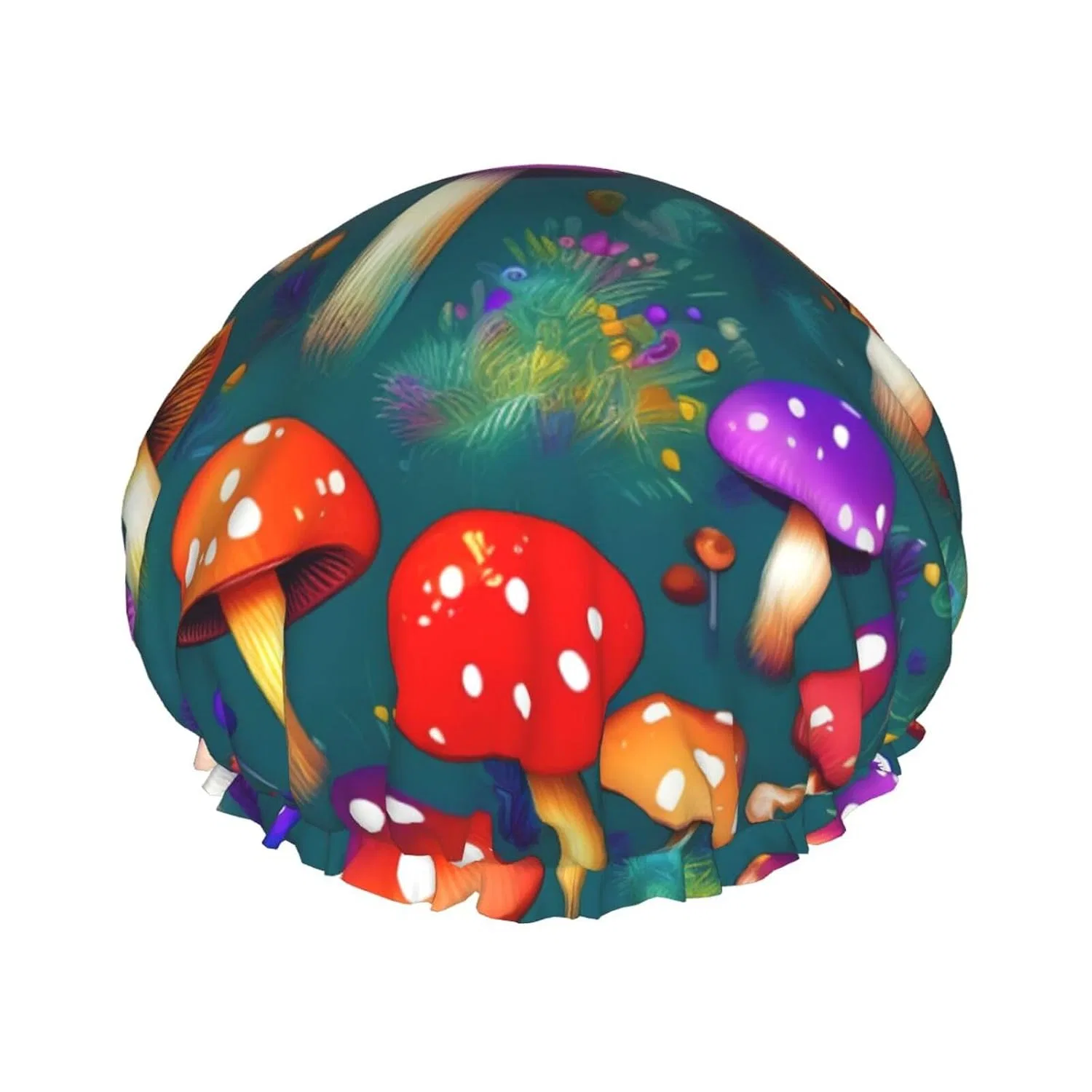 Двухслойная шапочка для душа Bright Mushrooms Kunstdruck, bvgweet, большой диаметр 27 см