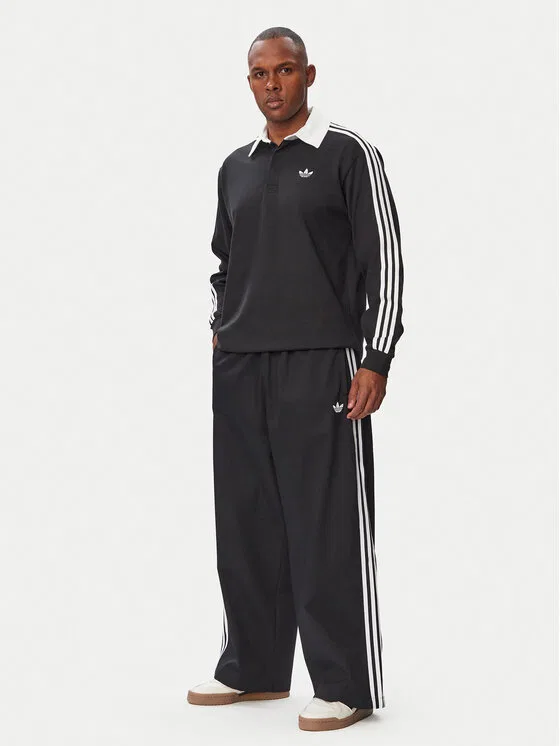 Поло regular fit 3-Stripes Rugby Longsleeve Polo Adidas, черный — фото 2