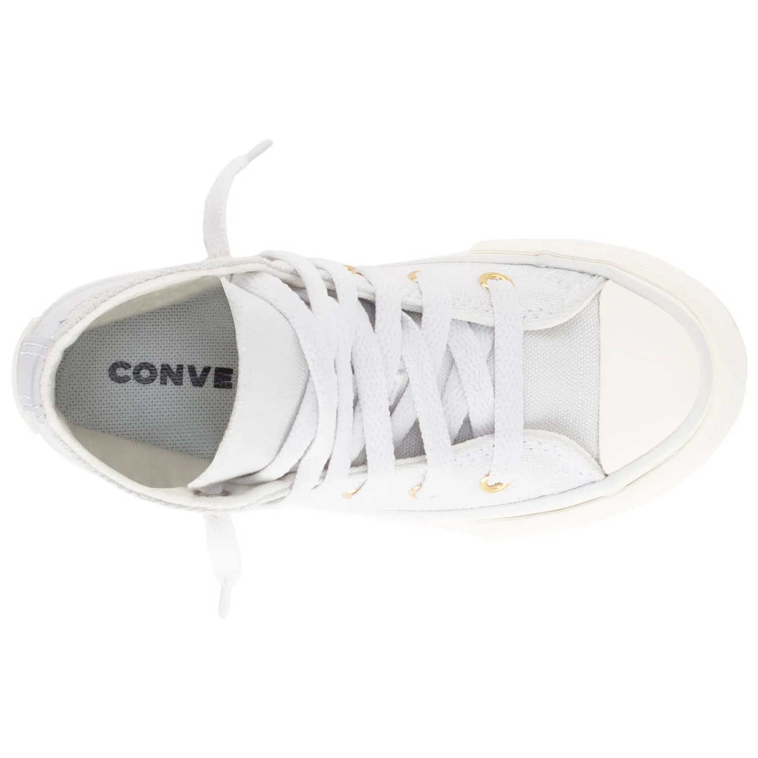 Детские кроссовки на шнуровке Converse, Barely Grey/Egret/Gold — фото 4