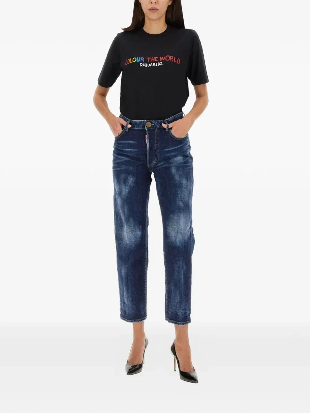 Джинсы Boston с нашивкой в виде флага DSQUARED2, синий — фото 2