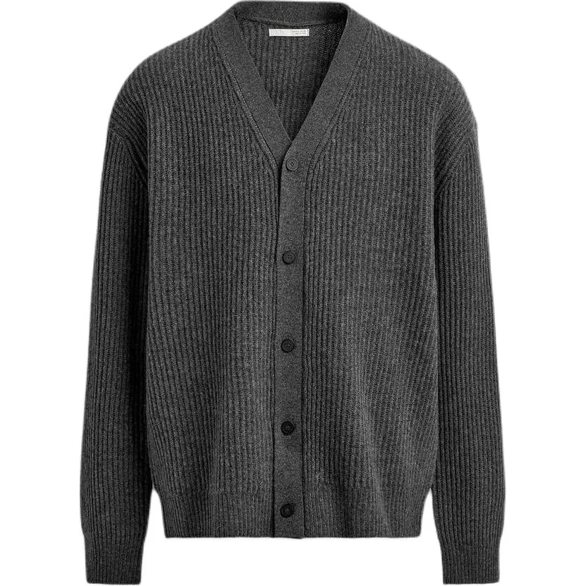 Мужской серый свитер с V-образным вырезом и длинным рукавом Cardigan, ZARA