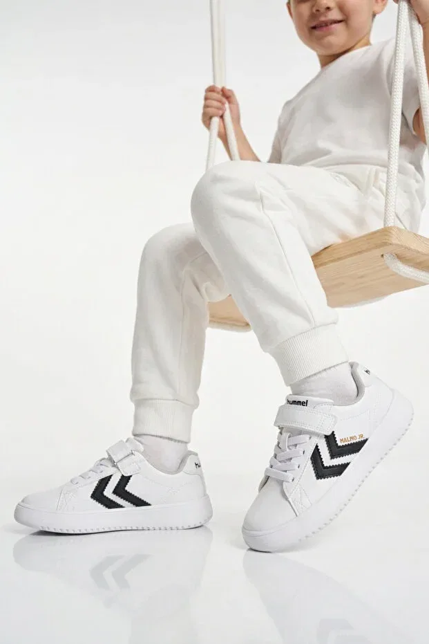 Детские спортивные кроссовки для девочек на шнуровке Malmo Jr Hummel, White-Black — фото 2