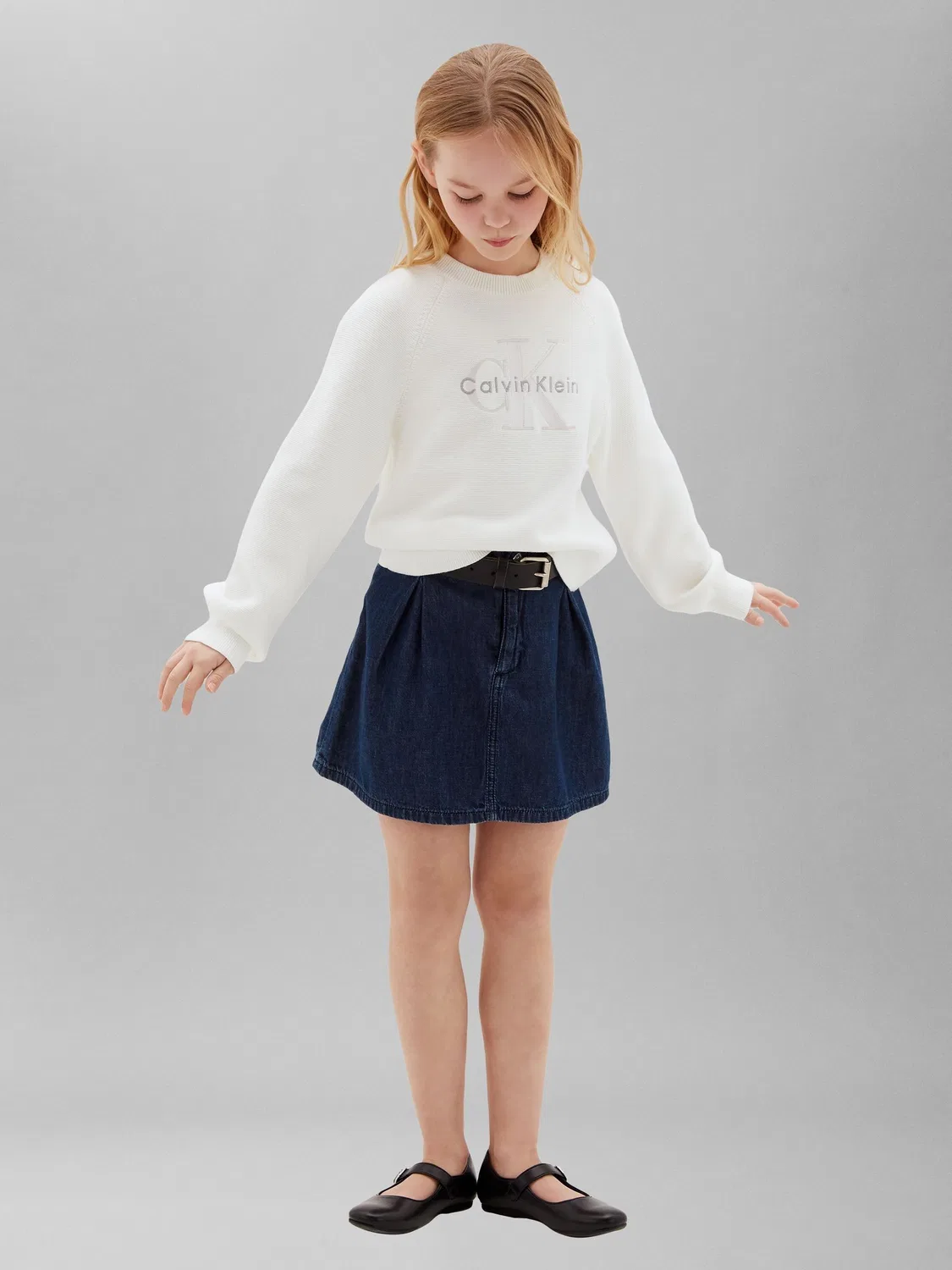 Юбка джинсовая плиссированная Calvin Klein Jeans, синяя — фото 3