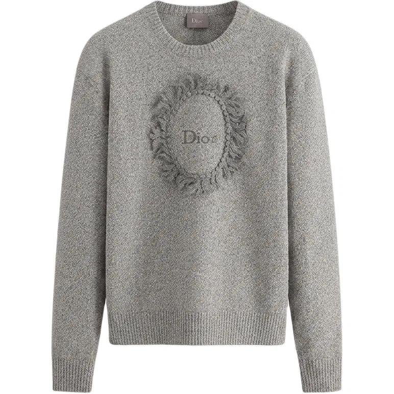 Мужской свитер с круглым вырезом, утепленный, DIOR, Gray