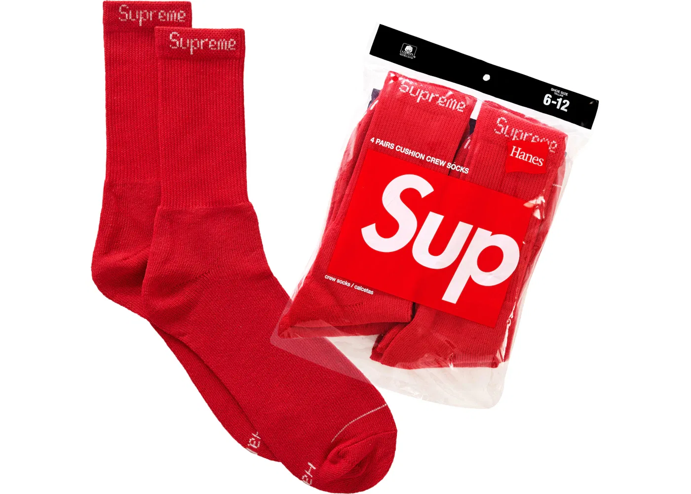 Детские носки Supreme Hanes Socks (4 Pack), Red