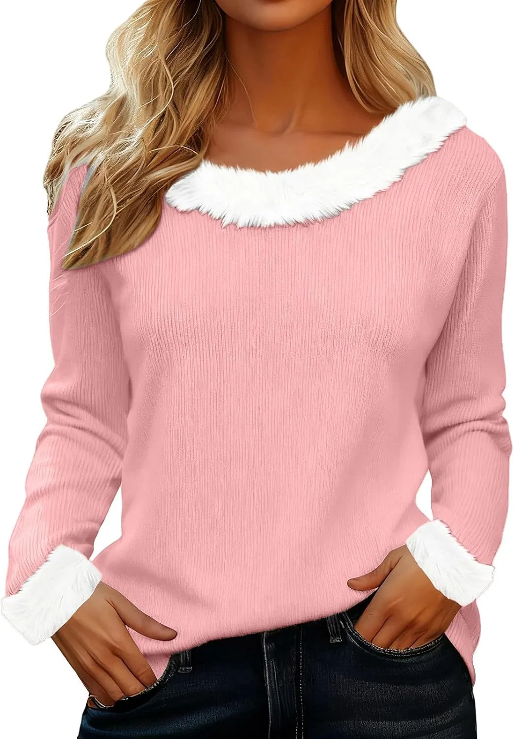 Женский свитшот с принтом Ugly Christmas Sweatshirts, розовый