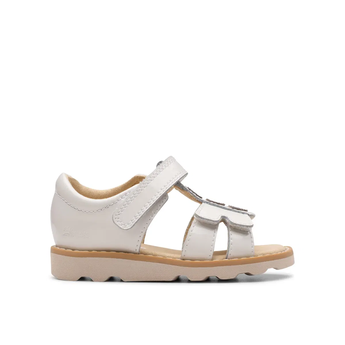 Детские сандалии с белым лакированным верхом Crown Skip T. Clarks, White