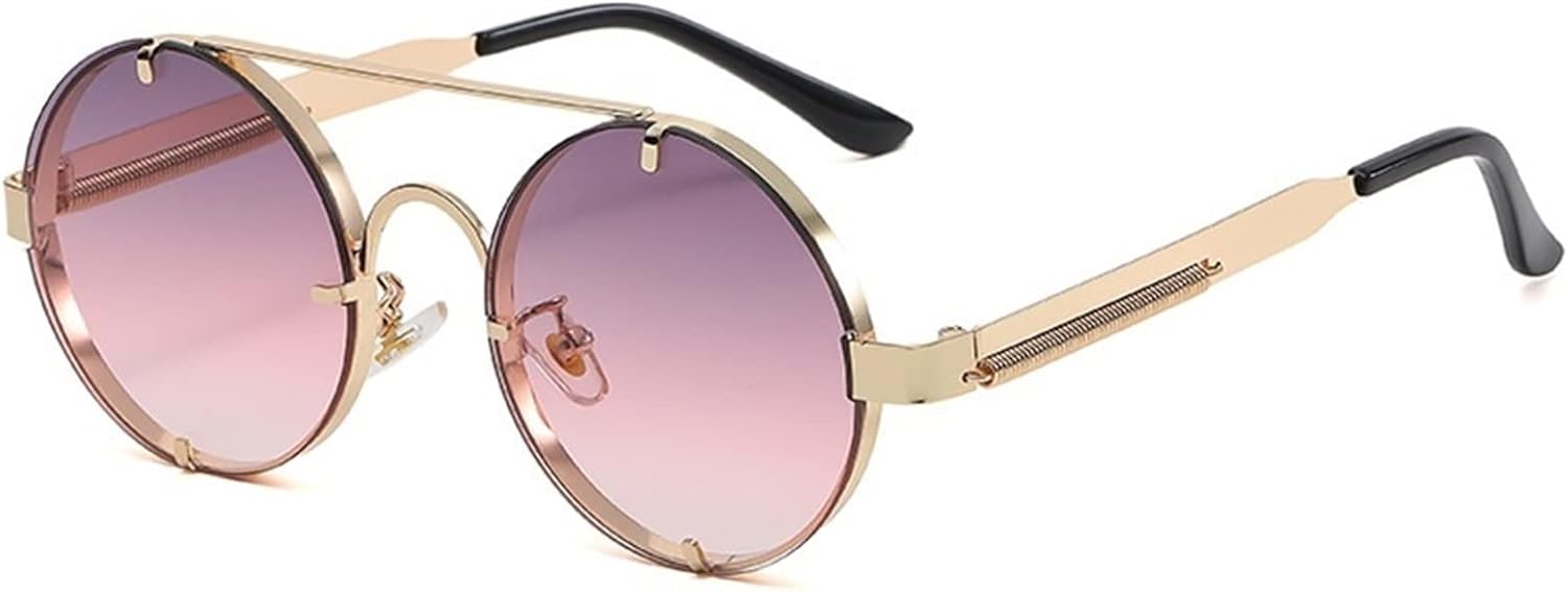 

Солнцезащитные очки XINXIN в ретро-стиле с круглой металлической оправой в стиле панк, декоративные очки для отдыха на природе, для мужчин и женщин (Цвет: C, Размер: Средний), C