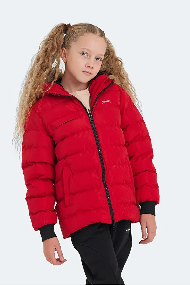 Детское зимнее пальто для девочек с капюшоном Slazenger, Red — фото 4