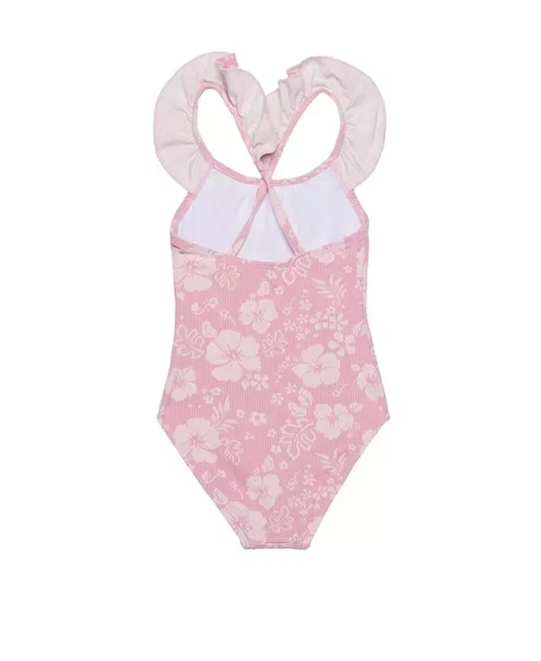 Детский купальник для девочек с текстурой California Dreams Square Neck Ruffle One Piece Gottex Kids, розовый — фото 2